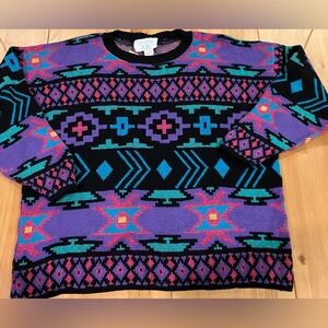 NWT Croquet Club Plus Colorful Geometric Pattern Sweater Size 22/42 (size 2X)